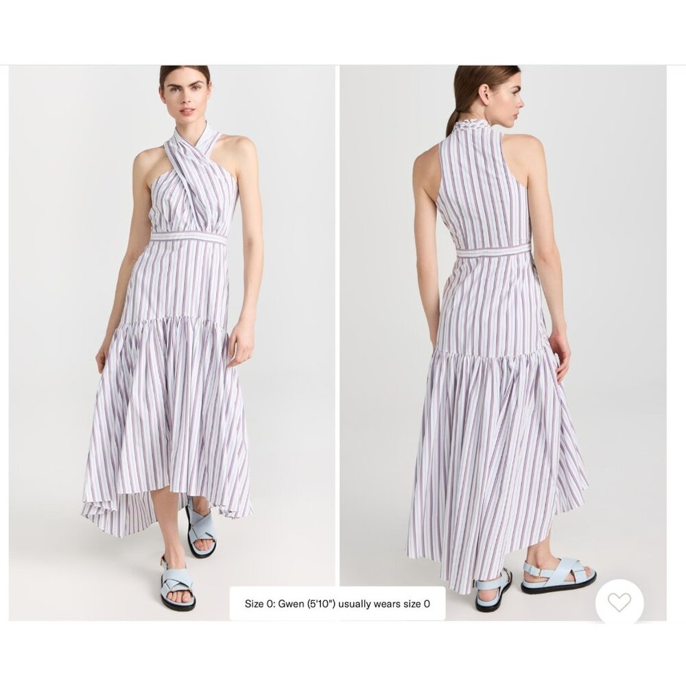 Veronica Beard Radley Striped Maxi Sundress Dress Womens 0 White Sleeveless